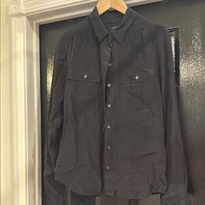 J Crew Black Silk Button-Up Shirt